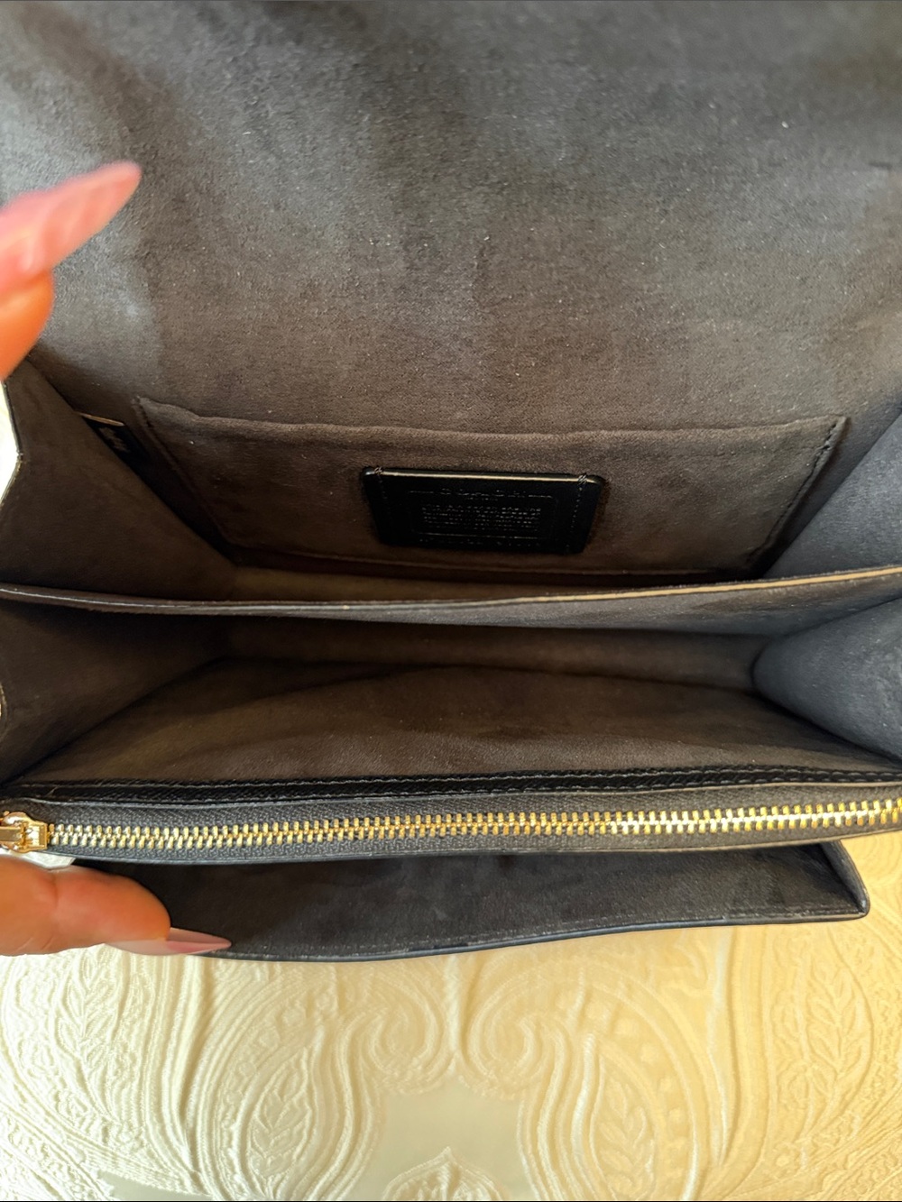 Coach Black Leather Crossbody with Gold Chain - Picture 5 of 10